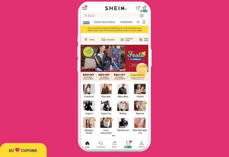 Página Inicial Shein