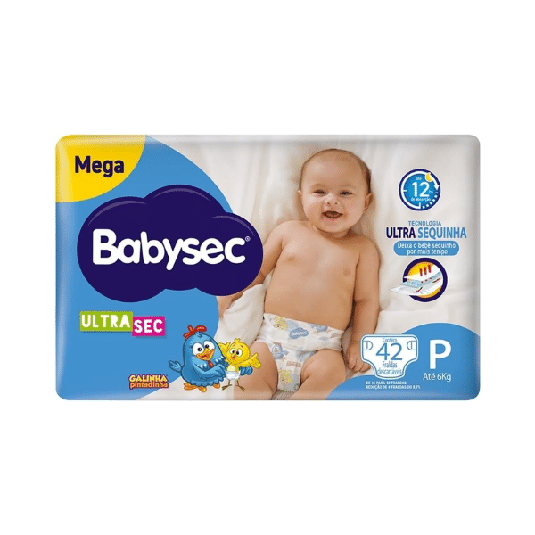 A foto mostra a embalagem da fralda descartável Babysec Galinha Pintadinha Ultrasec.