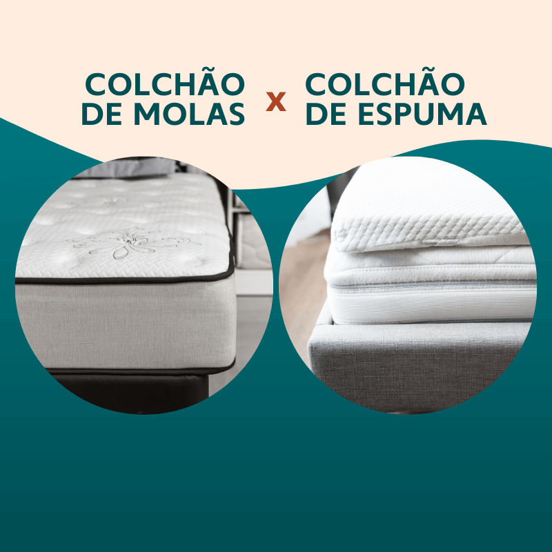 A imagem mostra a comparação entre o colchão de molas versus o colchão de espumas.