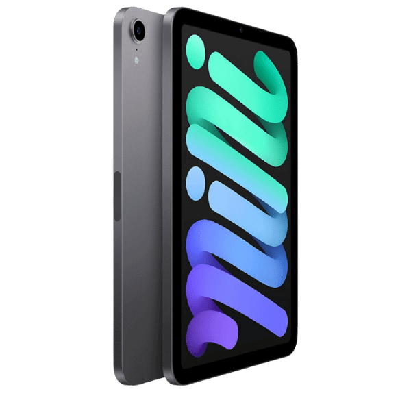 A foto mostra o tablet da Apple iPad Mini de 6ª Geração na cor cinza.