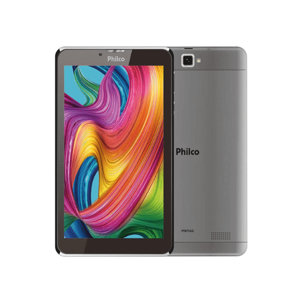 A foto mostra o aparelho Philco PTB7SSG na cor cinza claro.