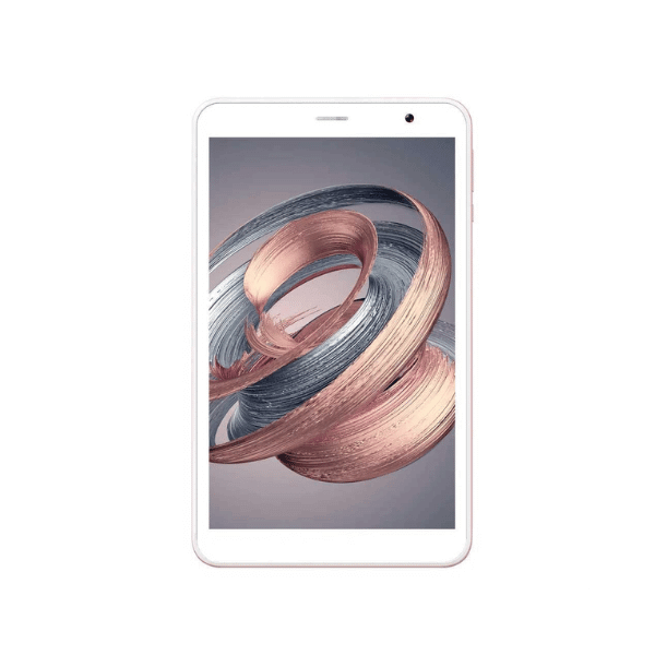 A foto mostra o tablet Philco PTB8RRG na cor branca (frente) e rosa (atrás).