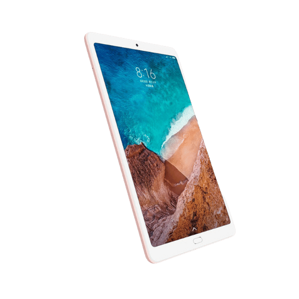 A foto mostra o Xiaomi Pad 4 na cor branca (frente) e rosa (atrás).