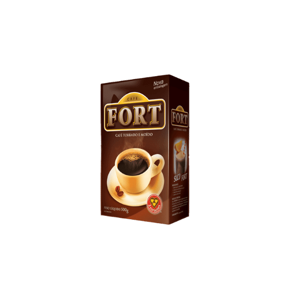 A imagem mostra a embalagem do café Fort do grupo três corações.