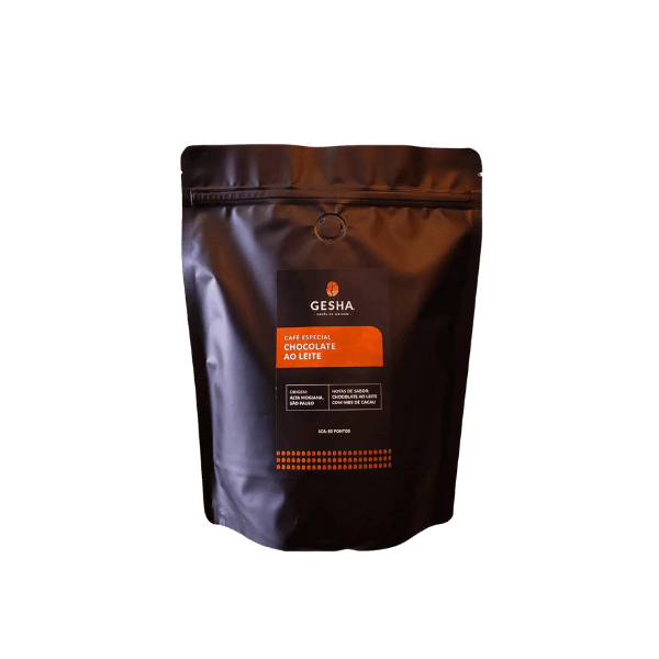 A foto mostra uma embalagem do café da marca Gesha.