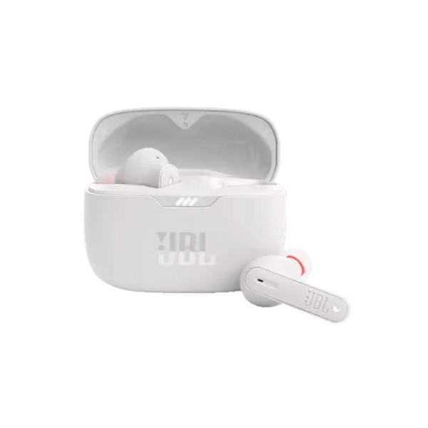A foto mostra o fone de ouvido bluetooth da marca JBL, modelo intra Tune 230NC na cor branco.