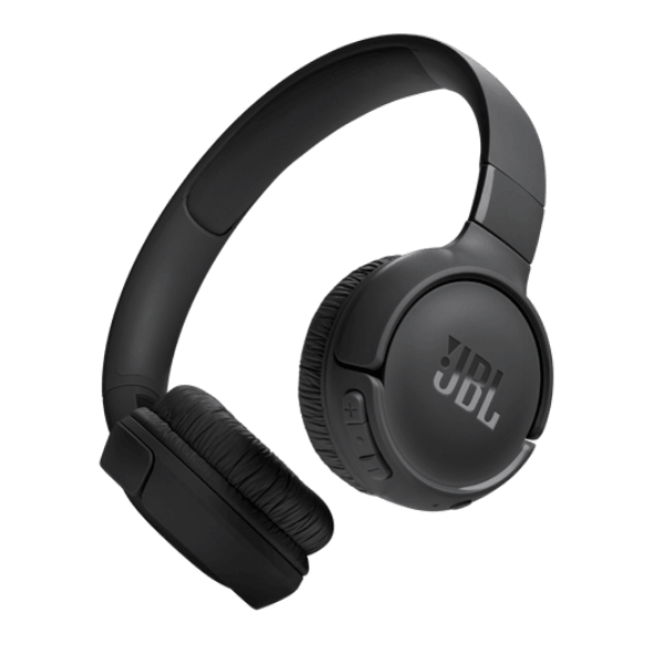 A foto mostra o fone de ouvido bluetooth da marca JBL modelo Tune 520BT na cor preto. É um fone over-ear.