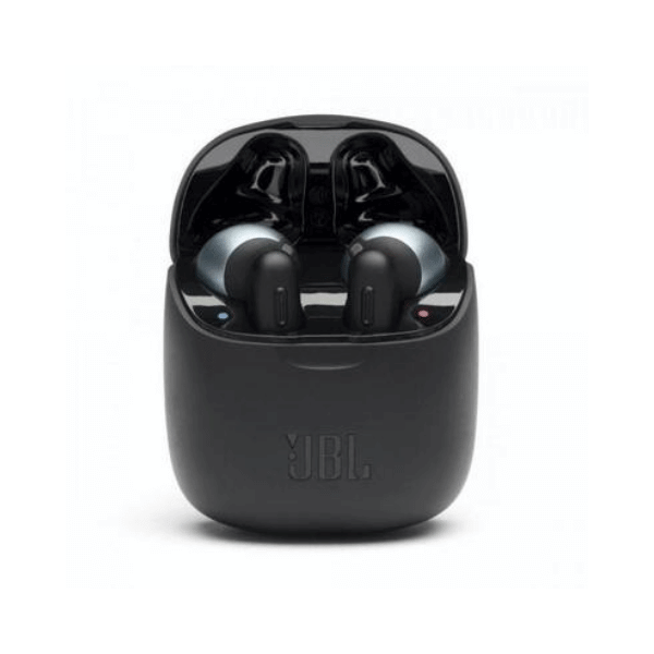 A foto mostra o fone de ouvido bluetooth da marca JBL, modelo 220TWS na cor preto.
